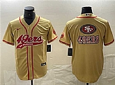 Men's San Francisco 49ers Gold Team Big Logo With Patch Cool Base Stitched Baseball Jersey,baseball caps,new era cap wholesale,wholesale hats